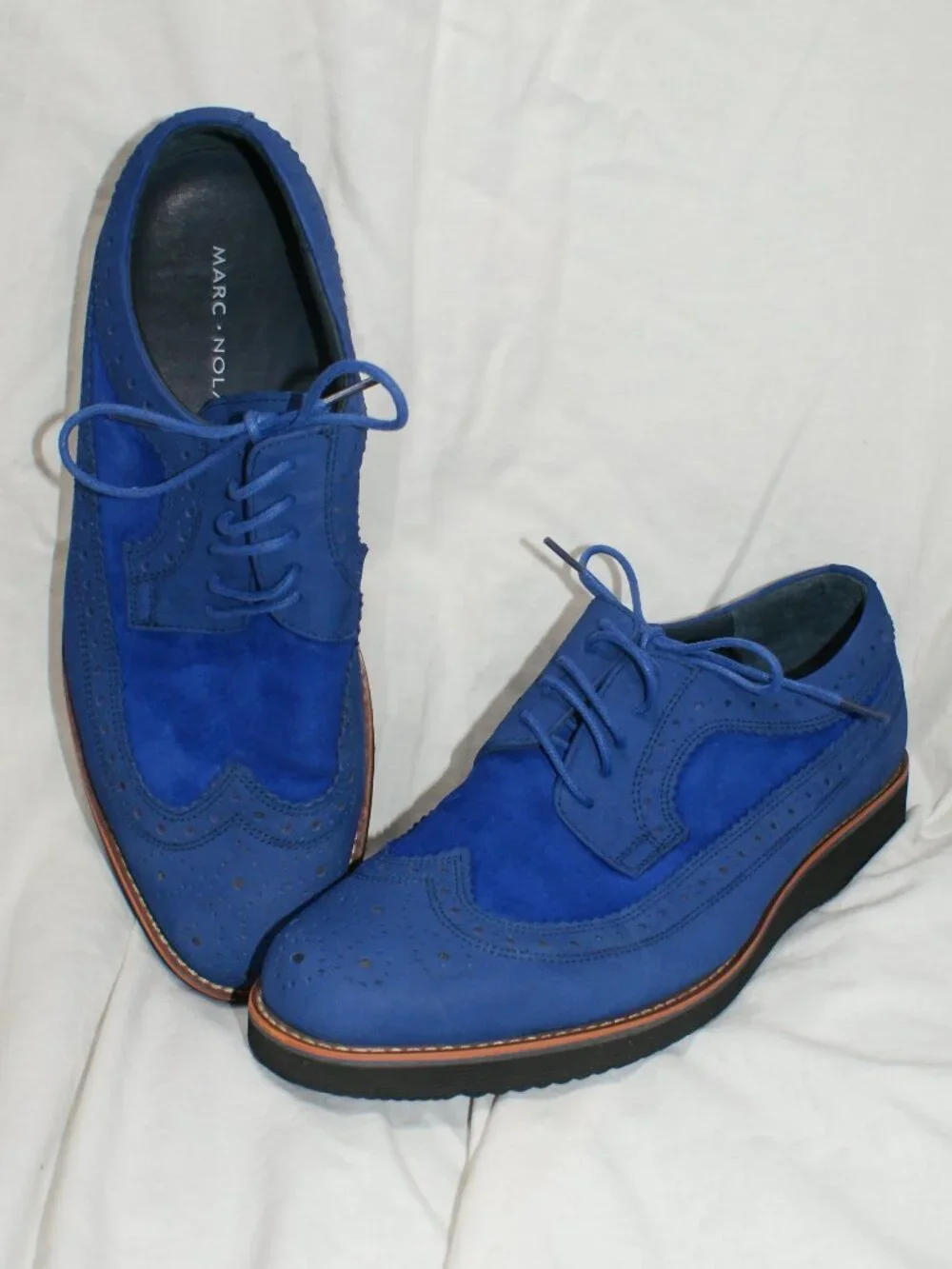 Marc Nolan Cobalt Blue Suede Oxfords - Size 6 men's - EUC